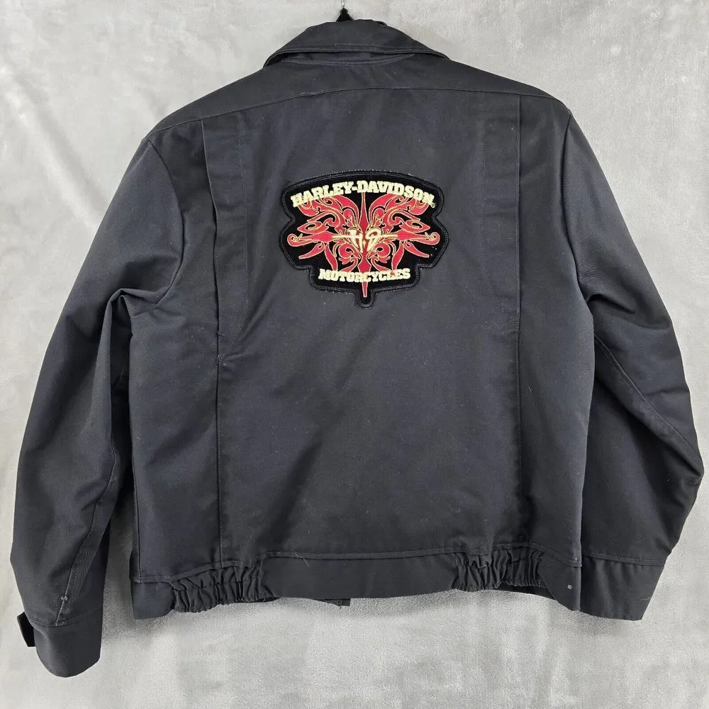 Rare 60s‎ Vintage Masterliner Black & Red Harley-David Zip Out Liner Coat Medium